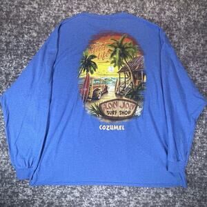 Ron Jon Surf Shop Long Sleeve T-Shirt Men’s 3XL Blue Double-Sided Beach Surf Tee